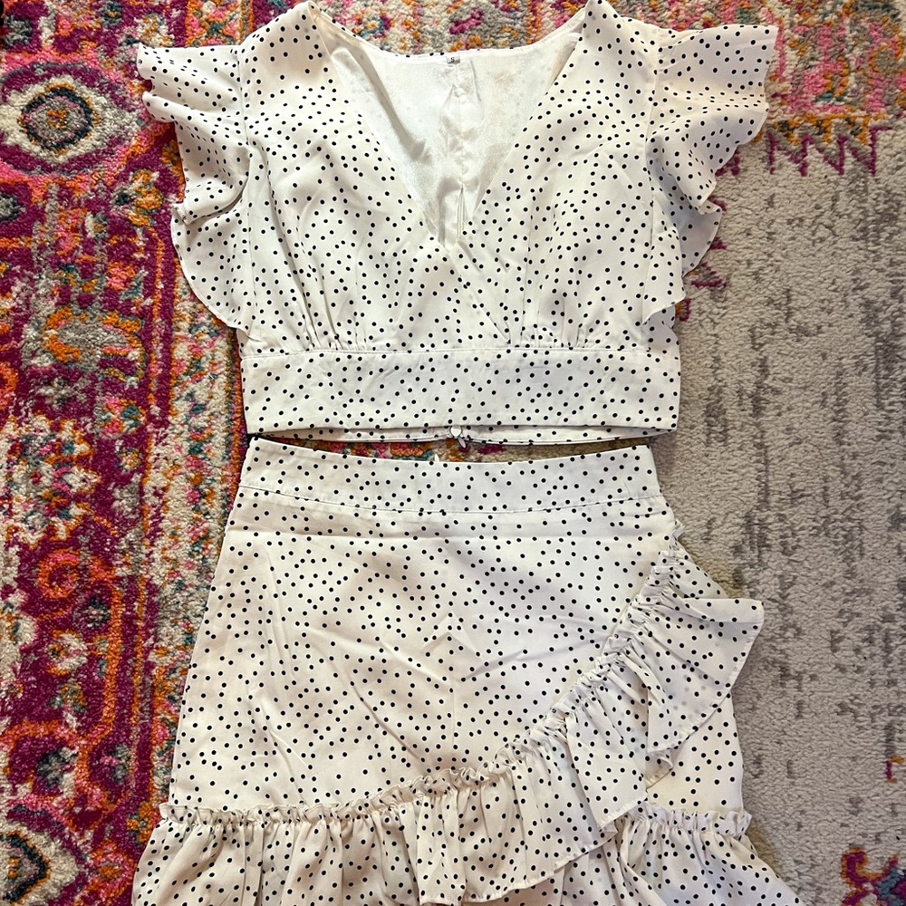 Shein Polkadot Ruffle Set